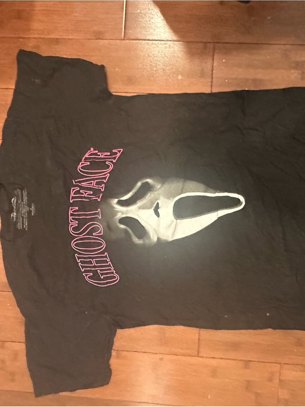Black Ghostface Graphic Short‑Sleeve Tee